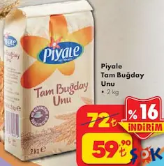 PİYALE TAM BUĞDAY UNU 2 KG fiyat ve kampanya bilgisi